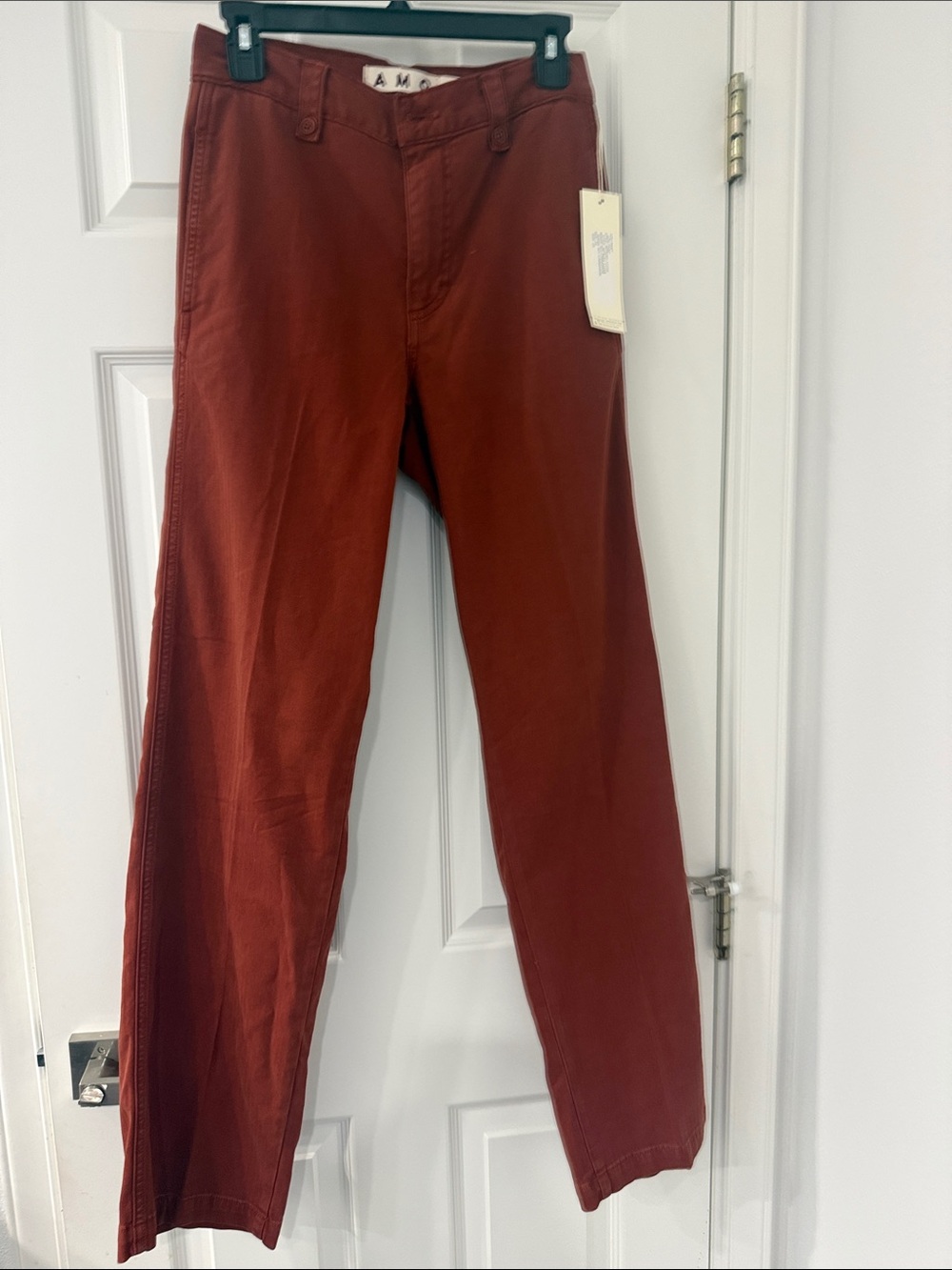 AMO Men's Rust-Red Straight Chinos